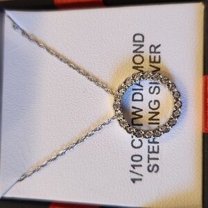 Elegant Sterling Silver Diamond Pendant Necklace - New With Tags